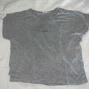 U.S.A grey la hearts cropped top